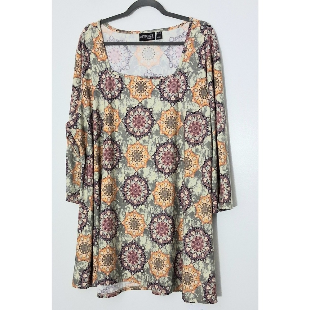 Attitudes By Renee Tunic Women's Size 3X Gray Comoβ Jersey Square Neck Pre-owned